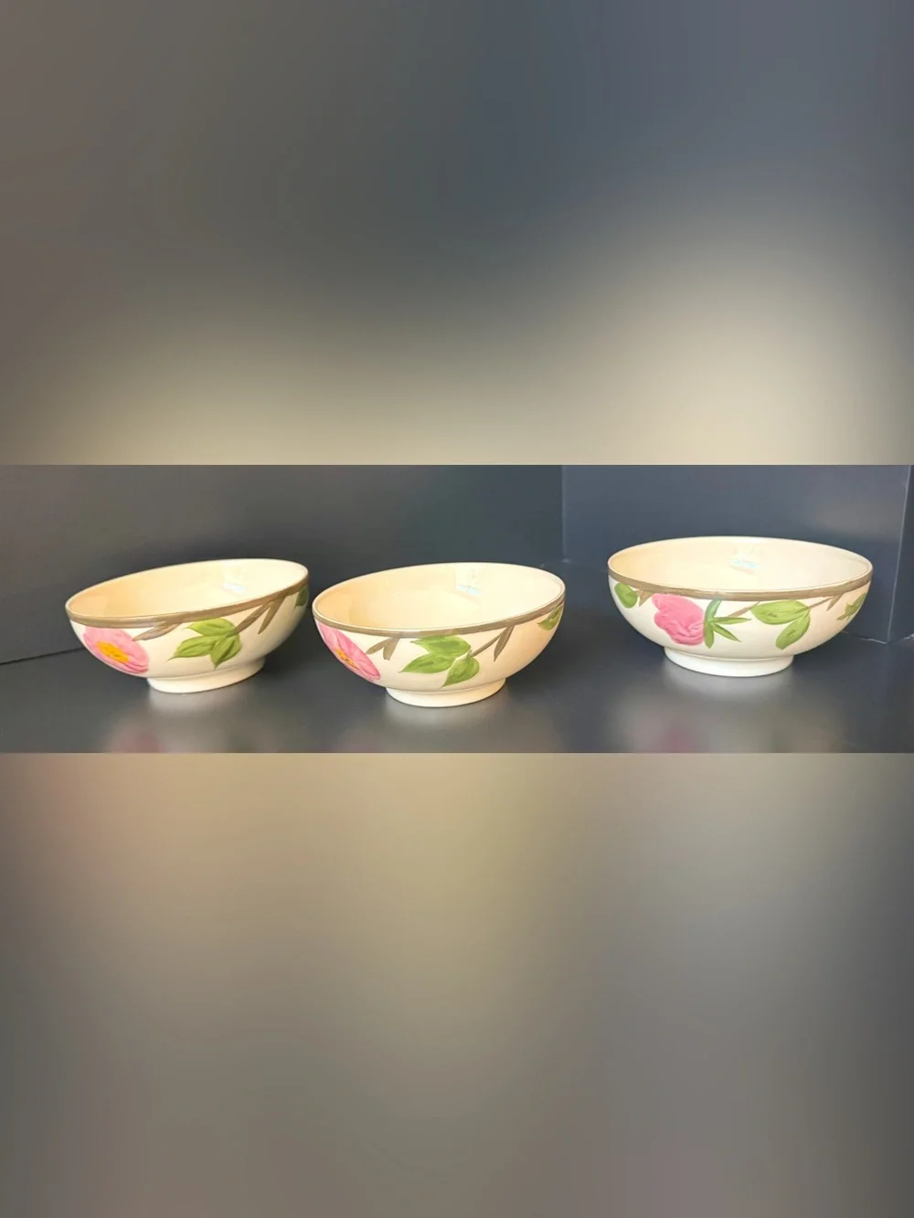 Vintage Franciscan Desert Rose Oatmeal Cereal Bowls Set of 3 England 5.5”
